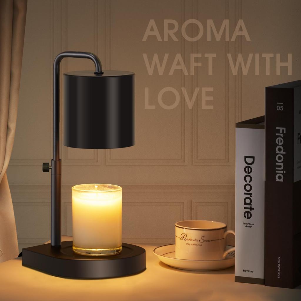 Candle Warmer Lamp Adjustable Height Dimmable with Timer Large Jar Candles Compatible - No Flame Scented Wax Warmer with 2 Bulbs - Mothers Day Gift -