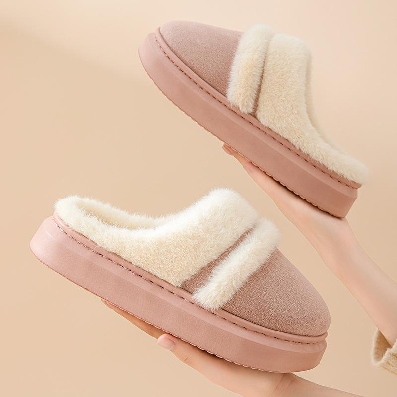 Cotton slippers autumn and winter 2025 new home indoor thick bottom plush couple household cotton drag winter