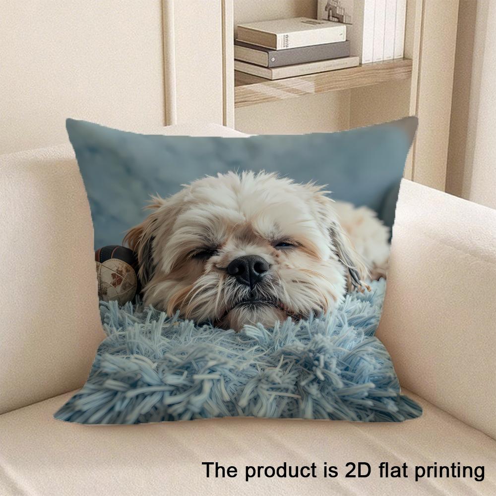 1pc Cute Pet Pattern 2D Flat Printing Pillowcases Sofa cushion cover home bedroom room decoration