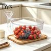 Kitchen Counter Organizer Clear Self Rinsing Berry Washing Bowl, Side Drain Spout And Spiral Convex Modern Fruit Storage Cleaning Container,