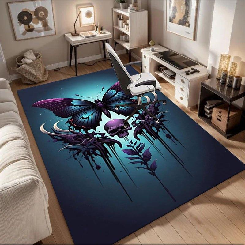 "Dark Butterfly Skull Tattoo Design Art Print"Office Mat Home Decor Office Desk Chair Carpet for Office Ph130