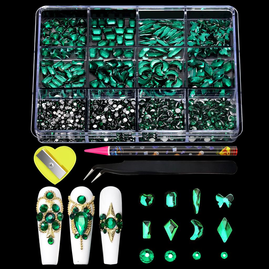 New Flat-Bottomed Diamond Heterosexual Mixed Diamond Nail Art Jewelry Mixed Mixed Round Glass Diamond Rhinestone Nail Decoration