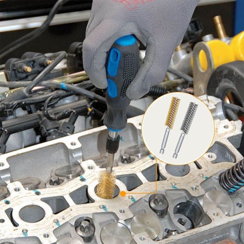 YUENTOEN Wire Brushes with Hex Shank, Brass Brushes for Electric Drills, Pack of 12, Sizes: 8mm, 9mm, 10mm, 11mm, 12mm, 13mm, 14mm, 15mm, 16m