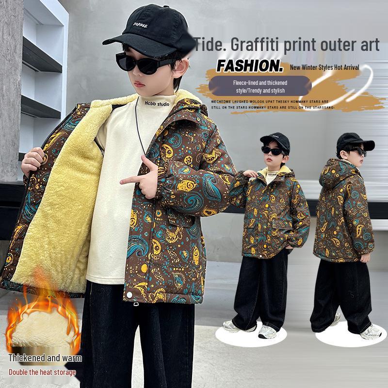 Boys' Fleece-Lined Hooded Cotton Jacket 2025 - Thick, Warm Parka for Kids