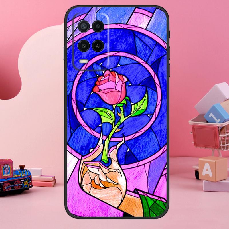 Stained Glass Rose Galaxys Case For Oppo A74 A94 A54 A17 A57 A77 A76 A16 A96 A18 A60 A80 A40 A38 A58 A78 A98 A15 A5 Pro