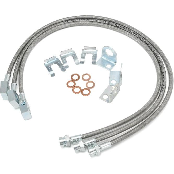 89716 Stainless Brake Lines, Front and Rear Extended Brake Lines Compatible with Jeep Wrangler JK JKU 2007-2018 for 4-6" Lift