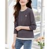 New Autumn Fake Two-piece Contrasting Color Round Neck Long-sleeved T-shirt Age-reducing Slimming Base Top for Women
