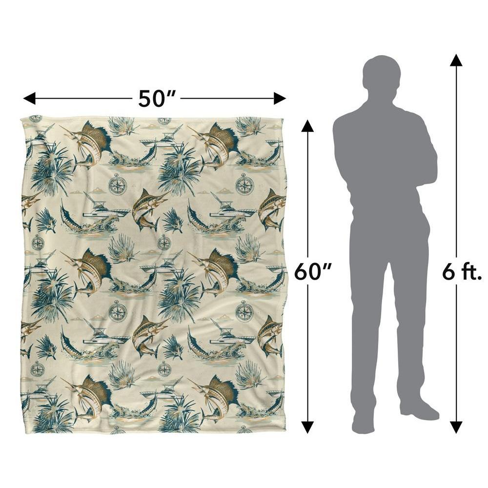 JQ Licensing Jl-Jp-Jq 2 Silky Tiki Flower Fishing Supersoft Blanket