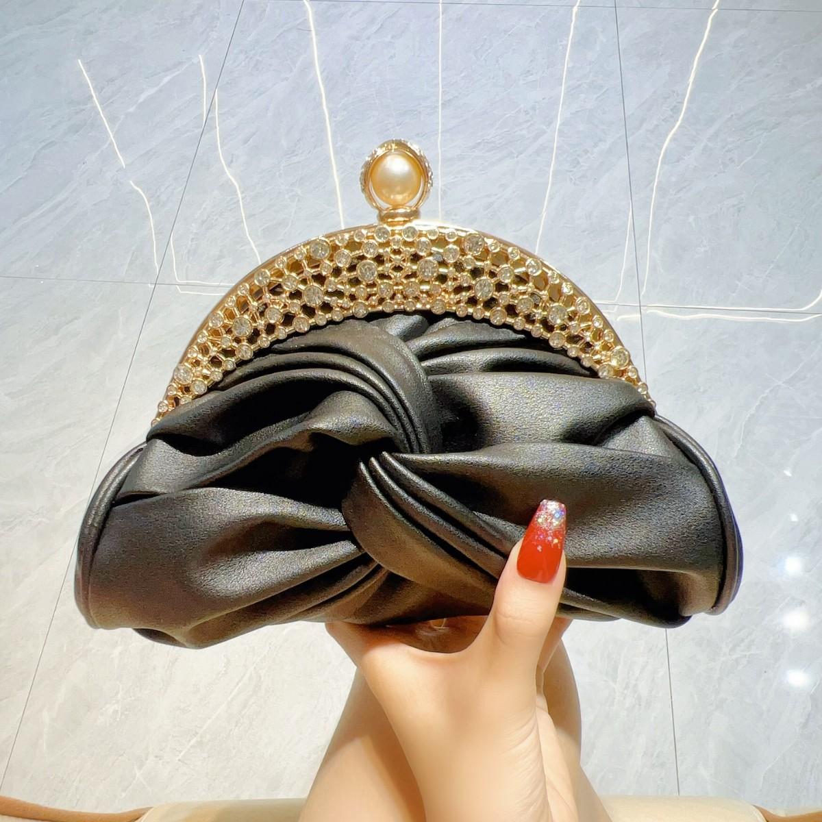 

Инкрустированный бриллиантами клатч для светской львицы, маленькая сумочка, ручная сумка, сумка через плечо, сумка для ужина на одно плечо чёрный