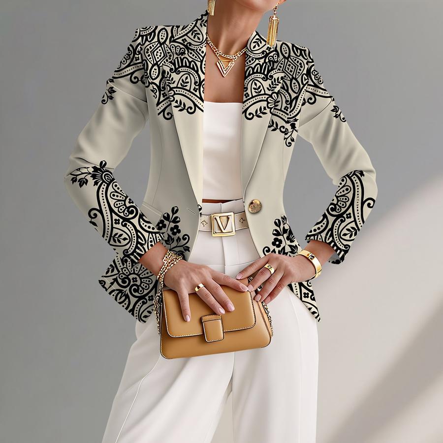 Newest Trendy Women's Blazer Elegant Kimono Style Printed Knit Women's Suit