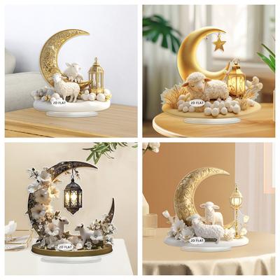 1PCS Moon Shaped Sleep Sheep Desktop Ornament Home Decor Gift for Girls - Cute Nighttime Bedroom Decor