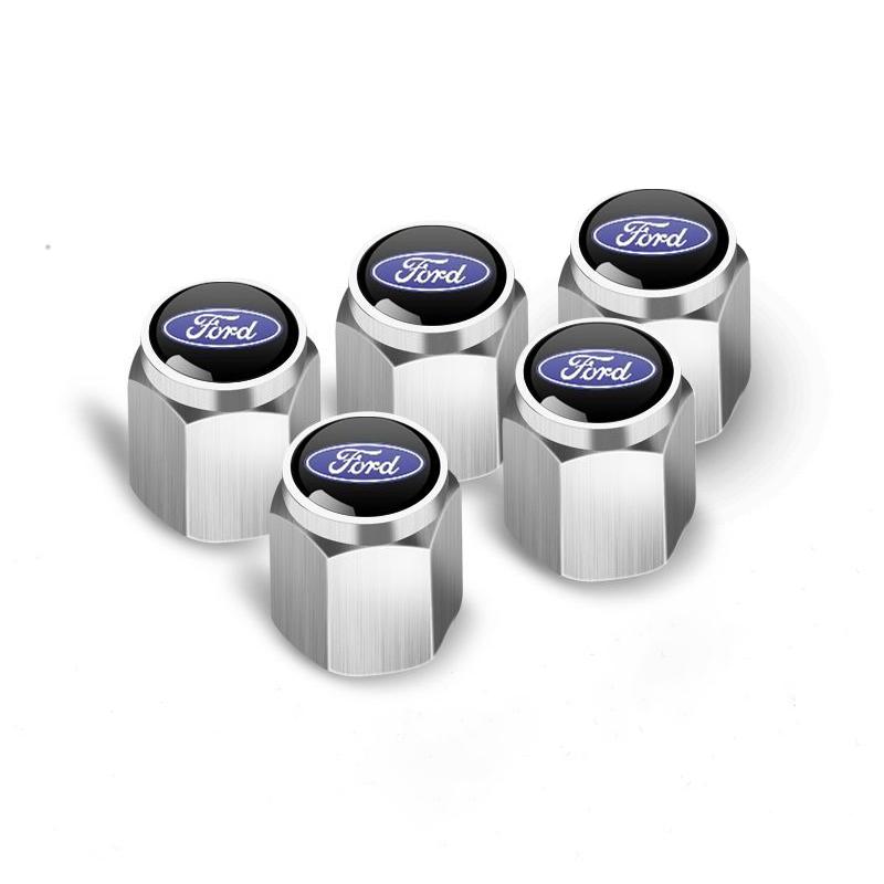 5 PCS Set Car Logo Wheel Tire Metal Valve Cap Air Valve Cover Sticker For Ford Focus Mondeo Mustang Kuga MK2 MK3 Party ST Line UH4