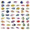 50/100PCS PET Transparent Coral Fish Stickers Cartoon Ocean Fish Creative Water Cup Stationery Computer Decorative Stickers
