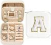 Large Capacity Jewelry Box for Stud Earrings and Rings - Portable Leather Storage with Letter Design