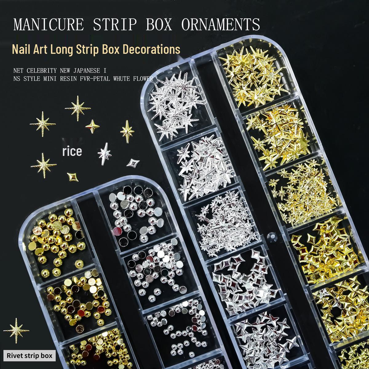 

Gold & Silver Star Nail Art Decorations Set - Polka Dot Starry Sky Patches