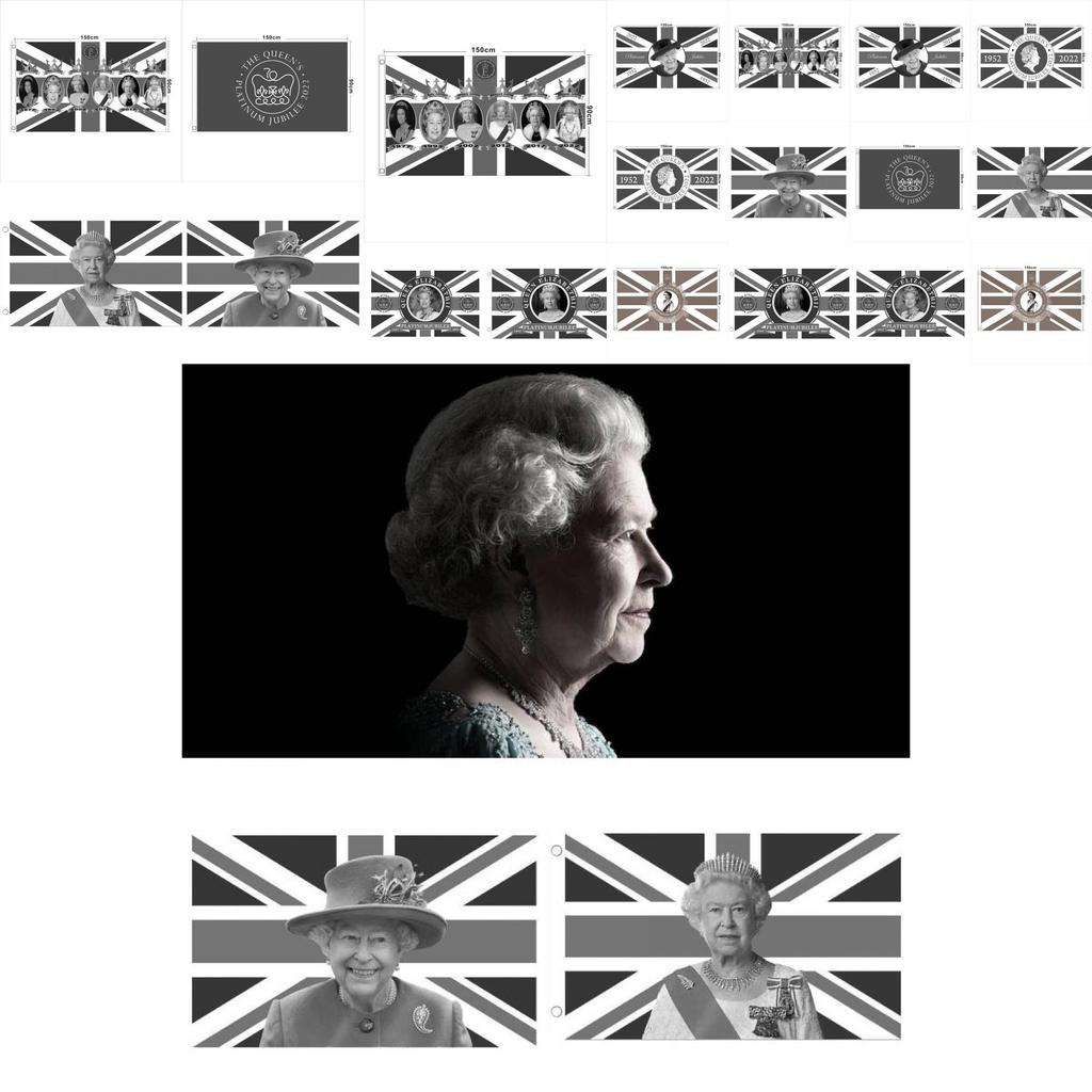 Elizabeth II Königin Trauerflagge Polyesterstoff Für Tribut- und Gedenkausstellung