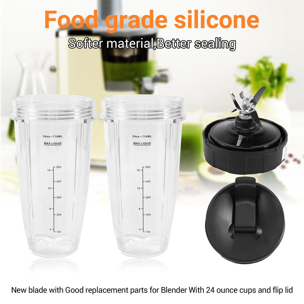For Ninja Replacement Parts 7 Fins Extractor Blades and 24OZ Ninja Blender Cup with Sealing Lid,for Nutri Ninja Auto IQ