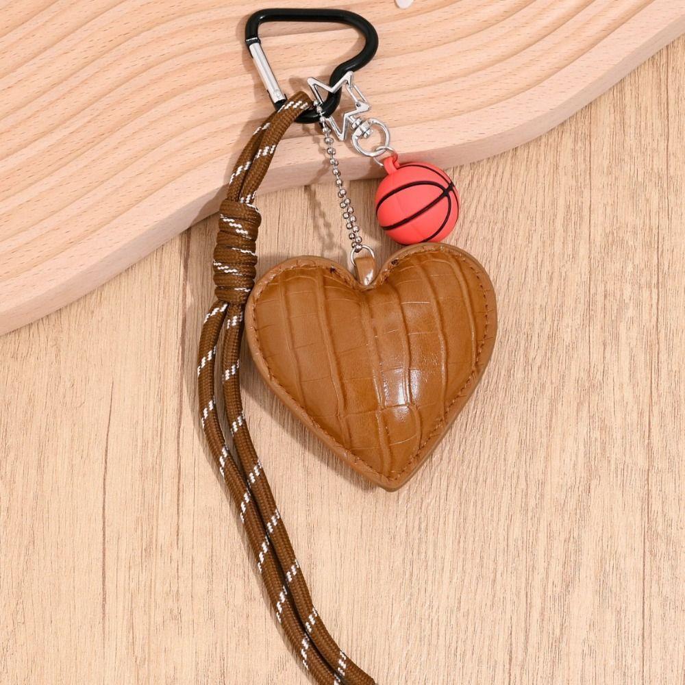 Basketball Braided Rope Car Keyrings PU Love Football Bag Charm Leather Heart Keychain  Kids Gifts