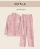 Girls' Cotton Kimono Pajama Set - Long-Sleeve Cardigan & Trousers with Cute Cartoon Design for Spring and Autumn