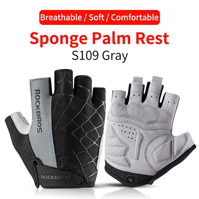 ROCKBROS Short Bicycle Gloves Breathable Shockproof Bike Gloves MTB Road Half Finger Bicycle Gloves Summer Sports Cycling Gloves