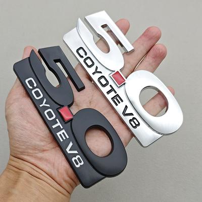3D Metal 5.0 COYOTE V8 Logo Car Badge Front Grille Emblem Rear Trunk Fender Sticker Decals For F150 M-ustan-g GT Accessories