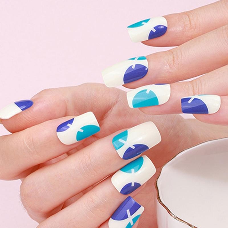 Gel Nail Stickers Full Cover Self Adhesive French Manicure Strips Quick Apply No UV Light Required with Nail File Stick
