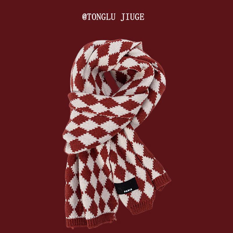 Red Plaid Scarf - Warm & Versatile Winter Gift for Women and Couples