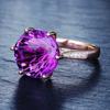 18K Rose Gold Colored Natural Amethyst Ring with Six Claws Temperament, Colored Gemstone Diamond Style Ring, Open Ring