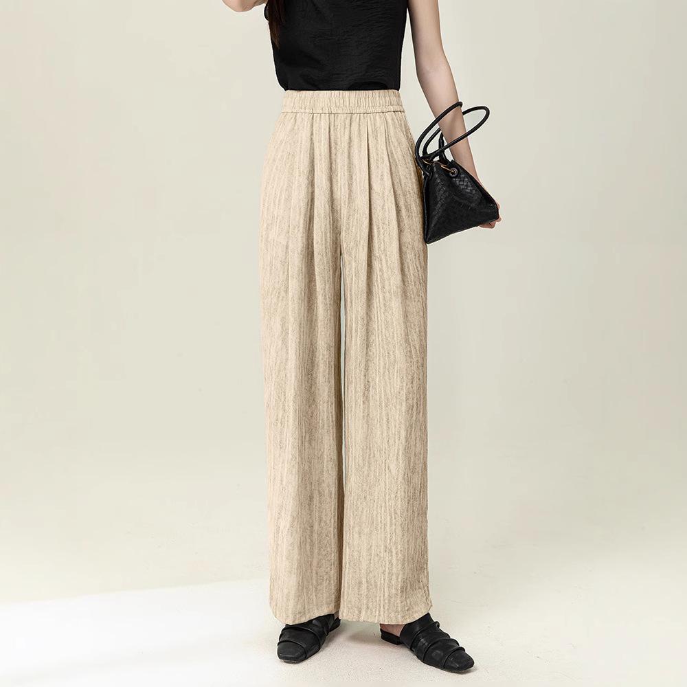 Women’s Summer Tie-Dye High-Waisted Wide-Leg Pants with Elastic Drawstring