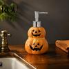 Empty Lotion Container Halloween Ceramic Ghost Soap Dispenser, with Stainless Steel Pump, Pumpkin Refillable Hand Bottle Liquid Container, Shower Gel
