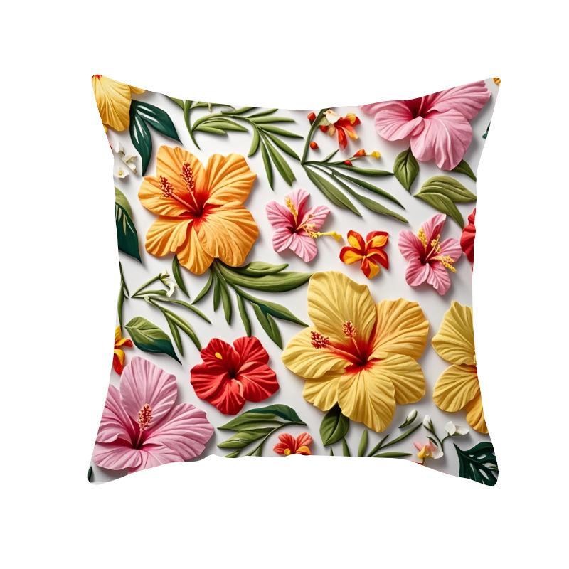 New Decorative Pillowcase 3D Three-dimensional Effect Floral Pillowcase Sofa Cushion Cover Digital Printing