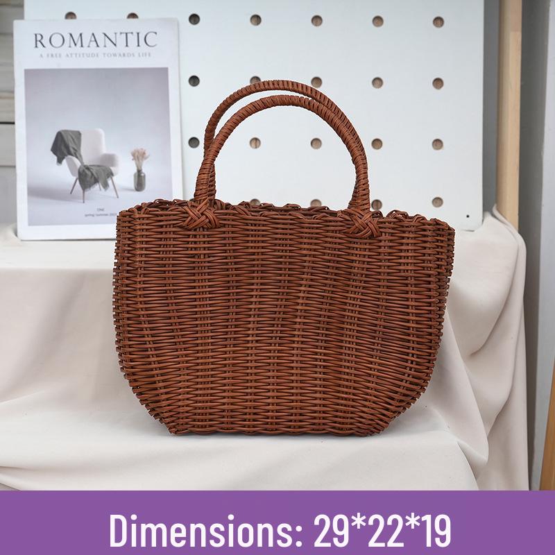 Wicker Handheld Lightweight Basket: Versatile Vegetable Shopping, Fashion Tote, Picnic & Bathroom Shower Use