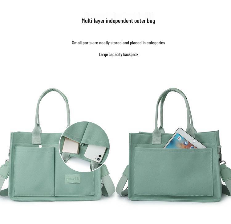 Japanese Minimalist Large-Capacity Crossbody Canvas Backpack & Versatile Tote Handbag.