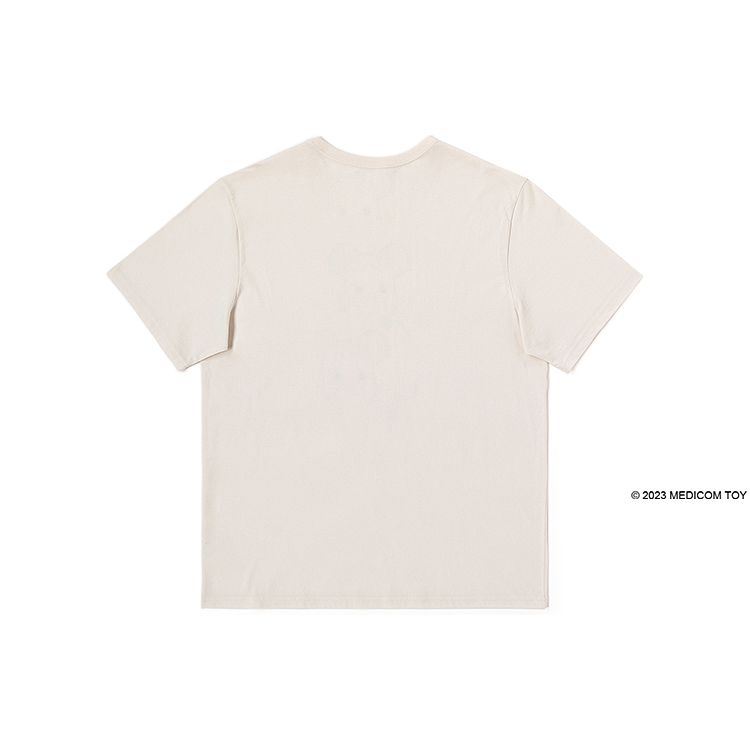 X BE@RBRICK Kollaboration FW23 Bequemes Rundhals-T-Shirt mit mehrfarbigem Print, kurzärmlig, Herren Oberteile Weiß LMT007013203492K14000
