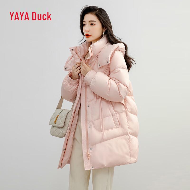 

Женский пуховик средней длины с капюшоном S