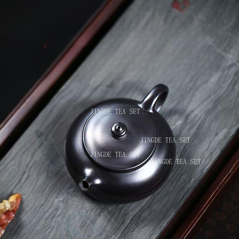 Yixing Teapot Black Hanjiang Teapot Chinese Style Tea Pot Household Small Capacity Teapot Kungfu Internal Push Ball Hole Tea Set