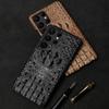 Skórzane etui na telefon z wzorem głowy krokodyla do Samsung Galaxy S26 S23 S24 S25 Ultra S22 Plus Note 20 A55 5G Luksusowy tył