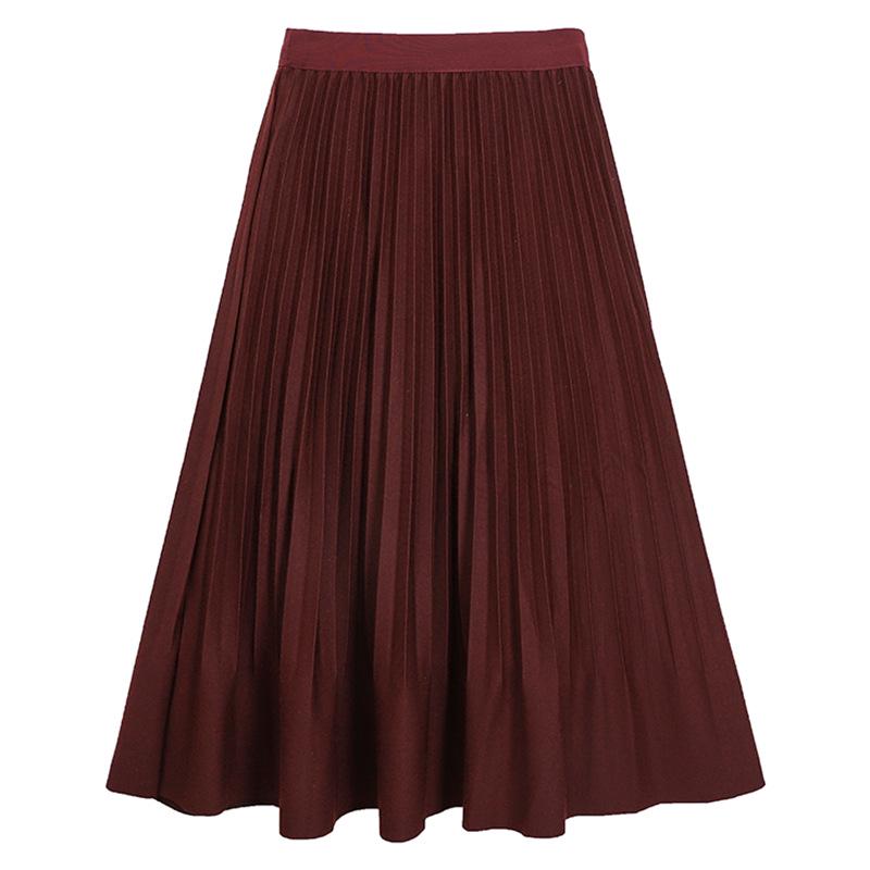 

Feiyuan Элегантная шерстяная плиссированная юбка миди А-силуэта с высокой талией для женщин Medium