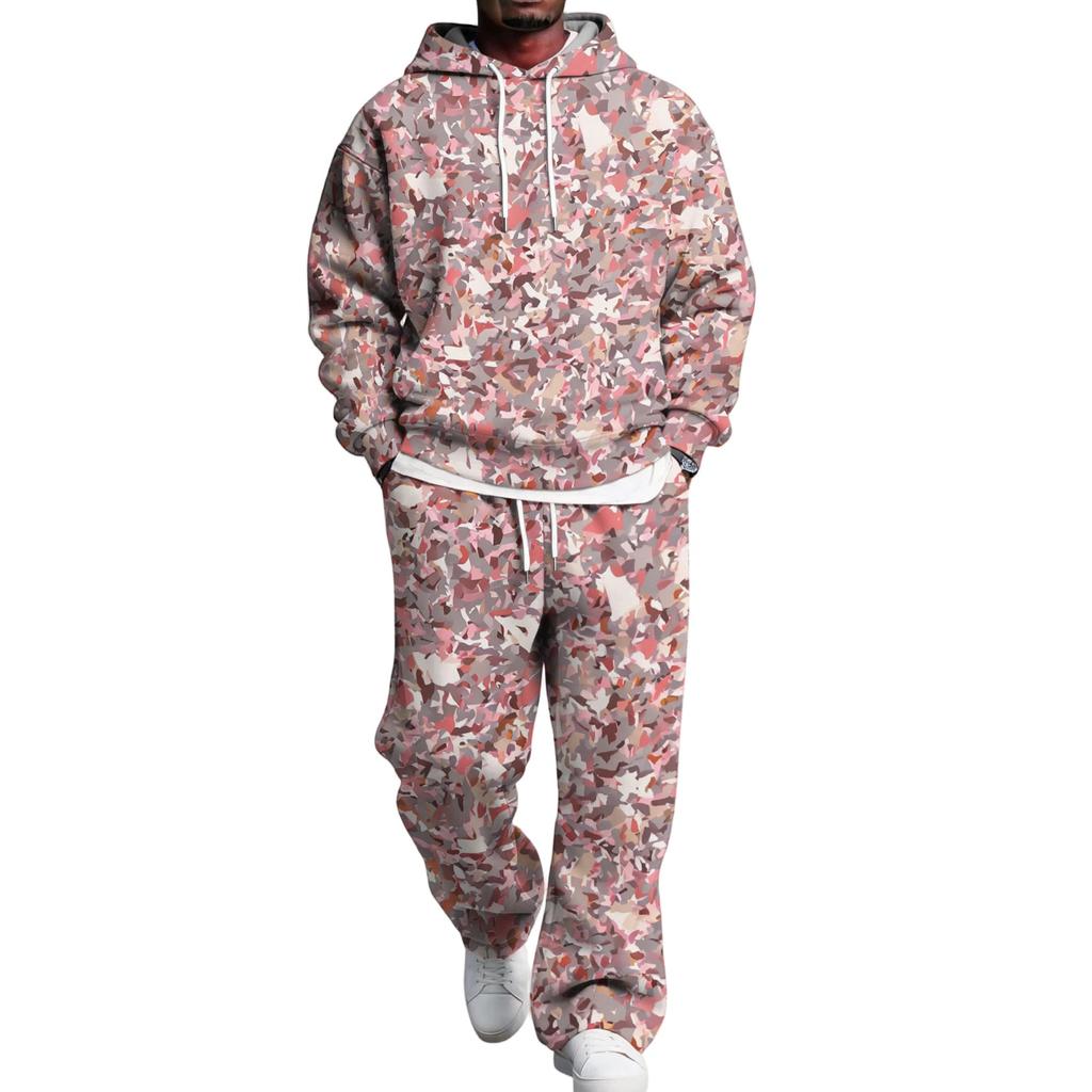 Pánská vrstvená mikina s kapucí a nákladové kalhoty Set s elastickým pasem Ležérní outfit
