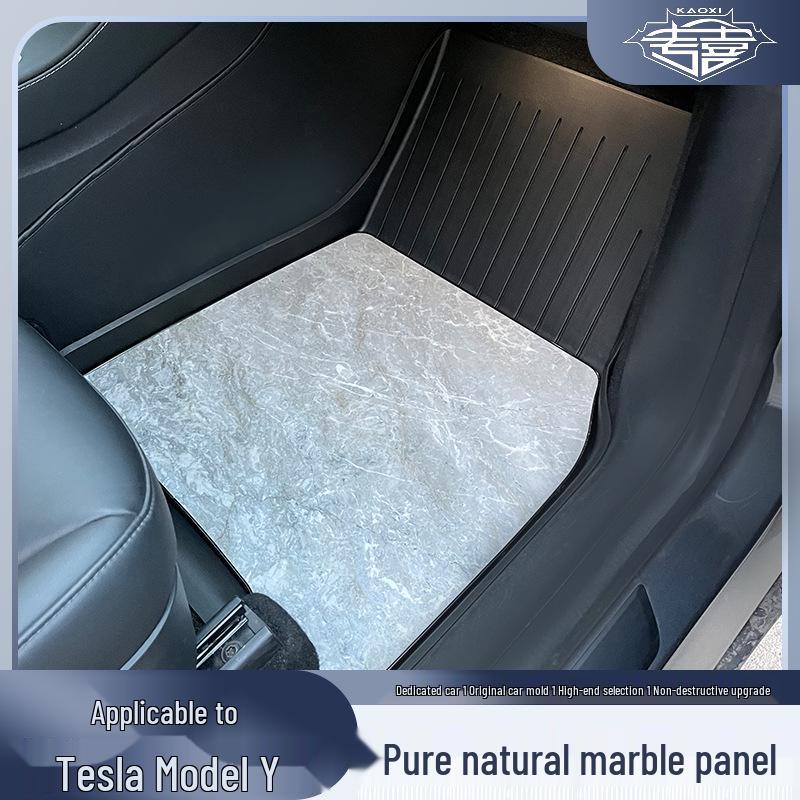 Tesla Model Y Natural Marble TPE Eco-Friendly Floor Mats