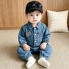 Baby Unisex Jeans-Strampler Langarm Frühling Herbst Outfit