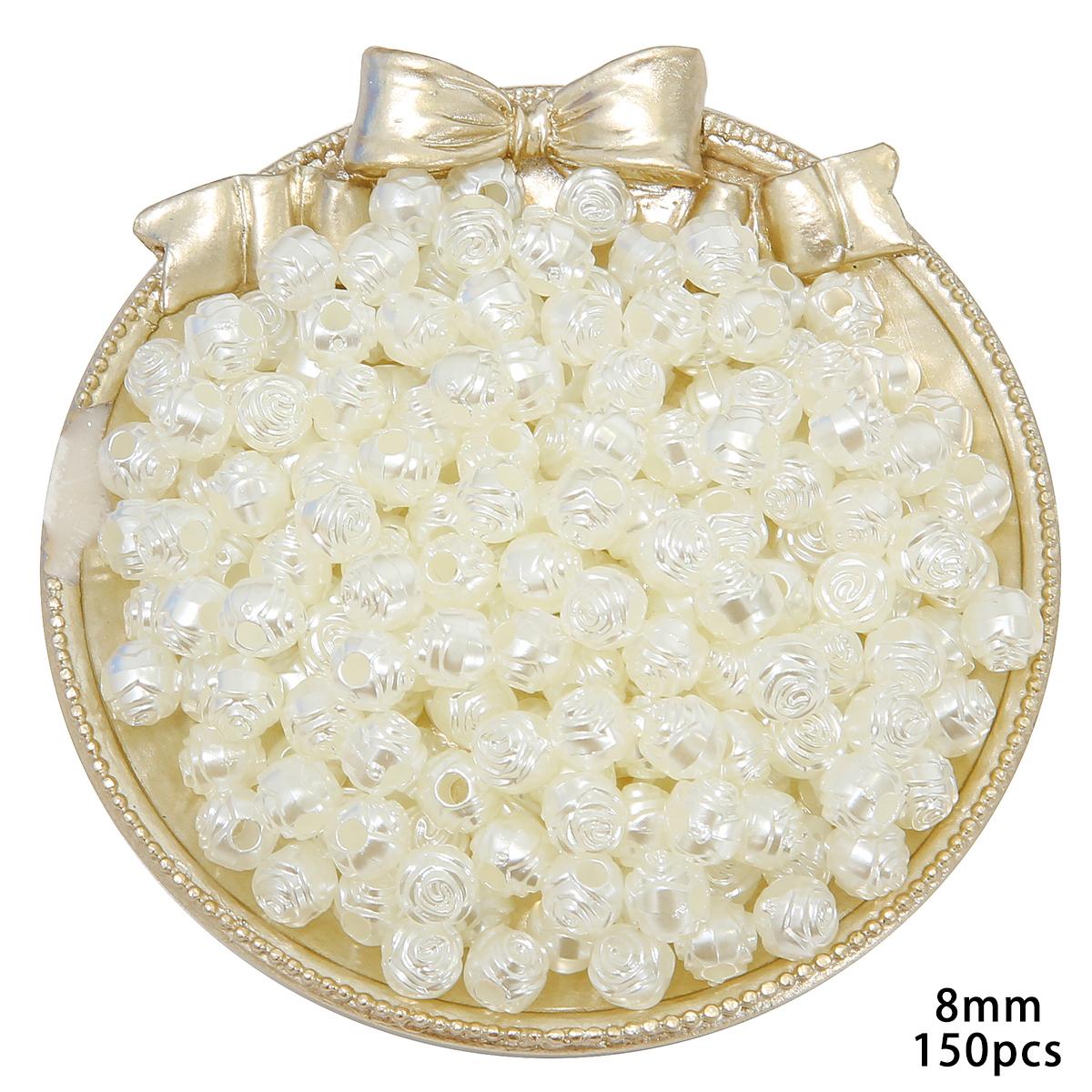 

Акриловые бусины из АБС-пластика, бусины с имитацией жемчуга, корейская роза, самодельные бусины-разделители, браслет, ожерелье, подвески 8mm 150pcs
