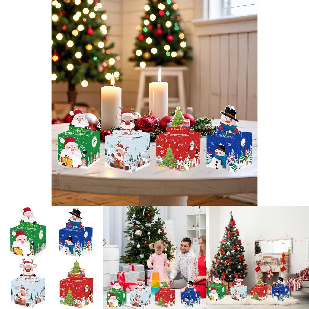 Christmas Themed Santa Claus Snowman Pattern Money Box With Durable Paper Material For Celebrations