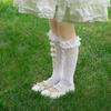 Ballet Inspired Lace Trim Leg Warmer for 3-13Y Girls Stretchy Ribbed Cuffs Soft Combed Cotton Leggings Accessories