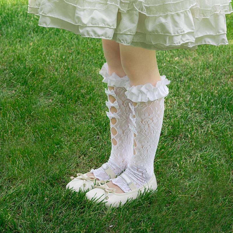 Ballet Inspired Lace Trim Leg Warmer for 3-13Y Girls Stretchy Ribbed Cuffs Soft Combed Cotton Leggings Accessories