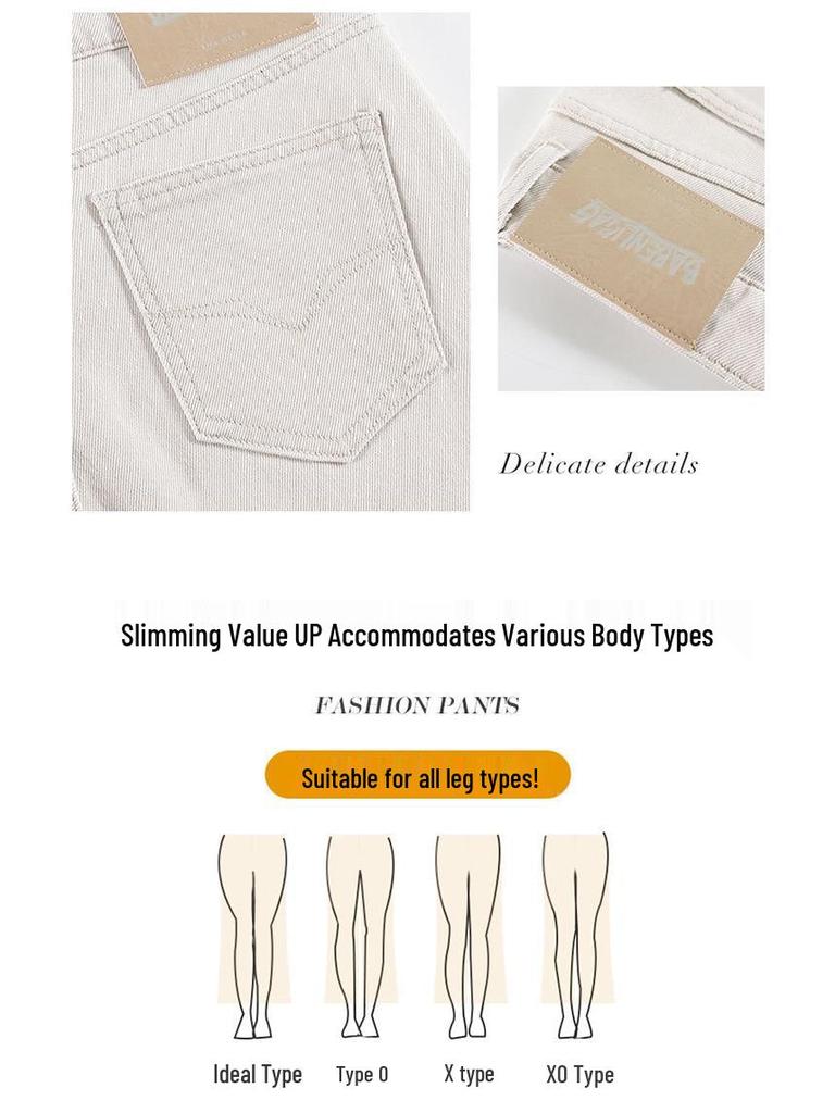 High-Waisted Curved Leg Jeans for Women - 2026 Spring New Style, Pear Shape, Hip-Covering, Slimming, Loose Wide Leg, Floor Length, Casual Long Pants