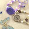 Relógio Pulseira Dopamina da Moda Corrente de Estrela Coração com Contas Ajustável Relógio de Quartzo para Mulheres Meninas