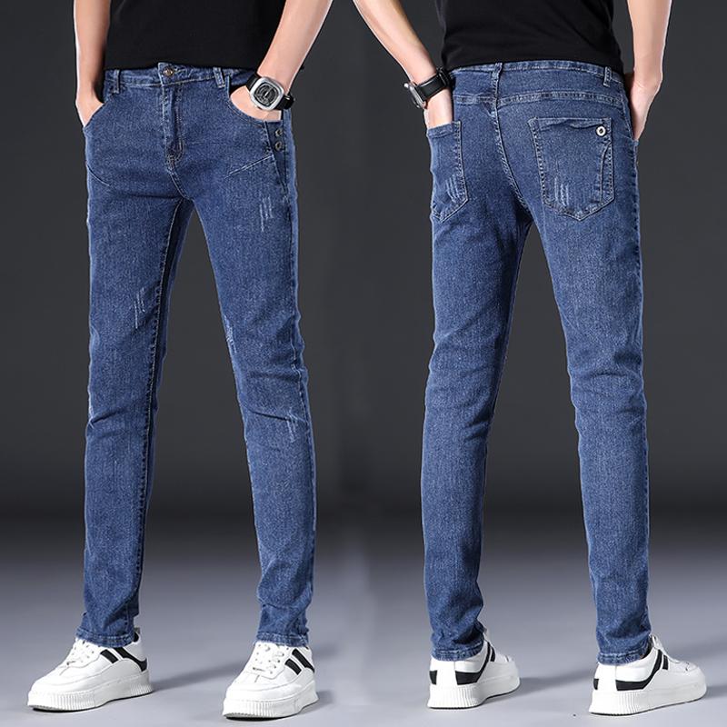 

Новые сине-серые брюки мужские свободные прямые осенние высококлассные модные брендовые эластичные универсальные стройнящие повседневные длинные брюки 36 синий