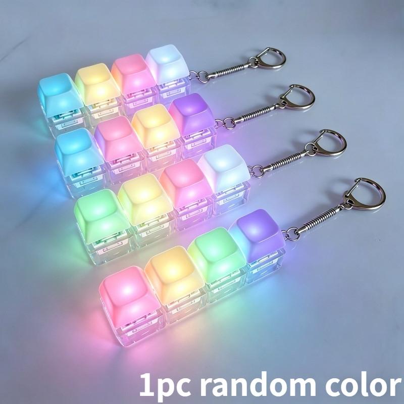 Keyboard Fidget Toy with LED Light Keyboard Fidget Keychain 9-in-1 Keyboard Decompression Button Stress Relief Fidget Gifts