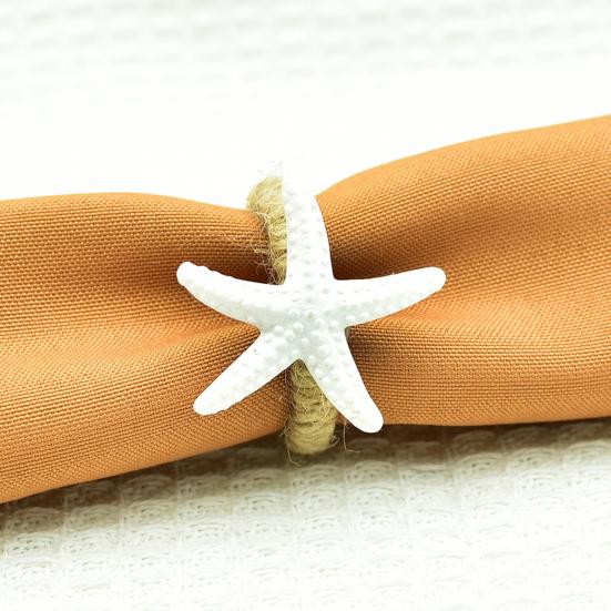 Starfish Napkin Rings White Sea Star Napkin Holders Coastal Style Napkin Rings for Beach Theme Party Dinner Party Wedding Table Decor